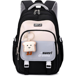 Шкільний рюкзак для дівчаток 2-10 класів, 32L, легкий дитячий рюкзак | Дихаюча спинка | М'які лямки | Брест-стріжка, ранці для школи, рюкзак для підлітків 8+ років (Чорний)