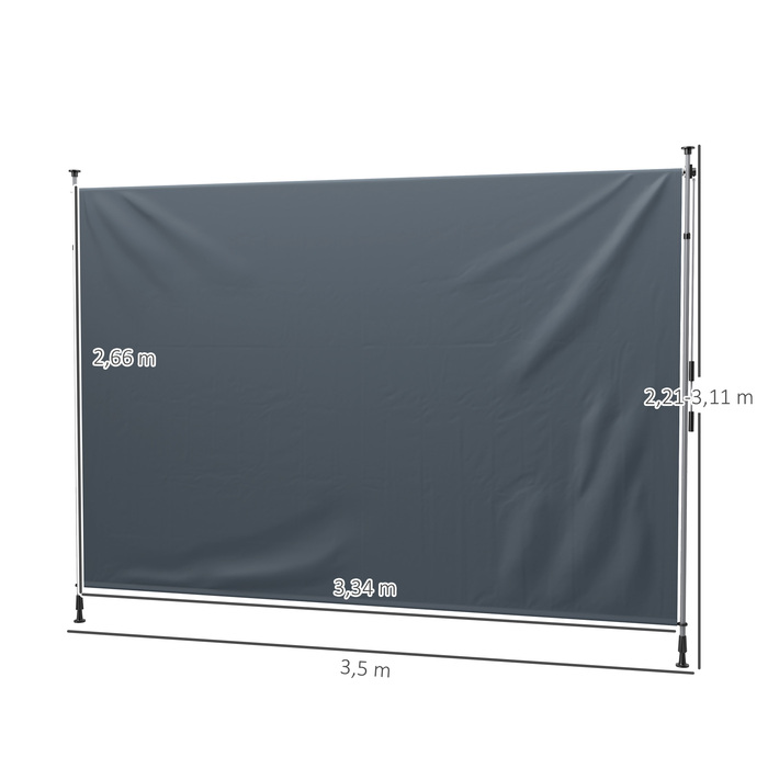 Outsunny Klemmmarkise mit Handkurbel höhenverstellbar Gelenkarmmarkise Markise ohne Bohren Sonnenschutz UV-beständig, inkl. Wandhalterung Sonnenmarkise 350 cm breit für Terrasse Balkon, Dunkelgrau | Aosom

Outsunny кляммерна маркіза з ручним приводом, рег
