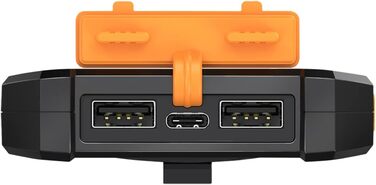 Портативний зарядний пристрій Solar Powerbank 8000 mAh з ліхтариком, чорно-помаранчевий, заряджає 2 пристрої (2x USB Type-A)