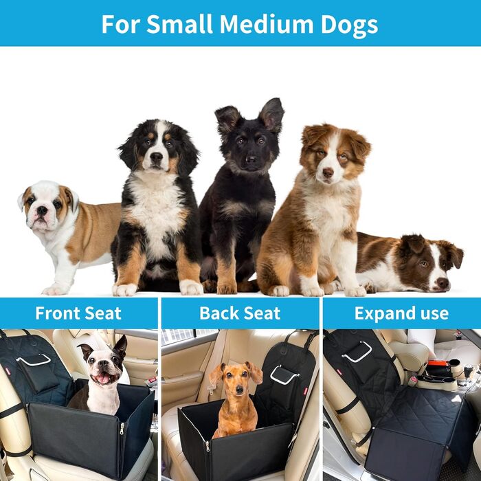 Автокрісло для собак Tamowa, чорне, для собак малого та середнього розміру, з ременями безпеки, водовідштовхувальне