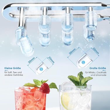 Машина для приготування льоду, 12 кг/24 год, 9 кубиків за 6 хвилин, 2 розміри кубиків, самоочисна, з лопаткою та кошиком, для дому, офісу, бару, вечірки (Біла)