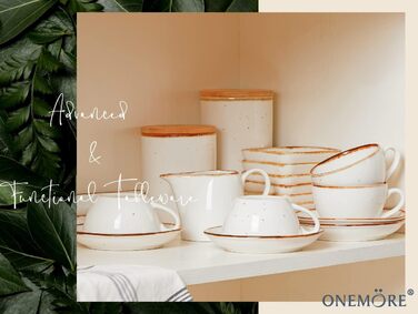 One more Cappuccino cups made of white ceramic, with saucers, 190 ml, espresso cups 4-piece set, for cafe and mocha, creamy white