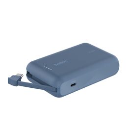 Повербанк Belkin BoostCharge 10000mAh з вбудованим кабелем USB-C, 20W, LED-індикатором, синій