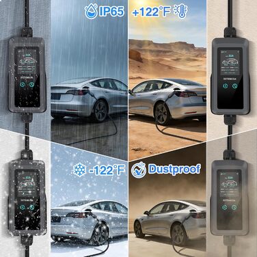 Зарядний кабель Type 2 Schuko 3.68kW 6-16A для електромобіля та PHEV, 7м, з LCD дисплеєм, IP65