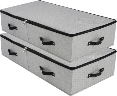 Складана коробка для зберігання під ліжком, 90x42x18 см, чорно-сіра, 2 шт.