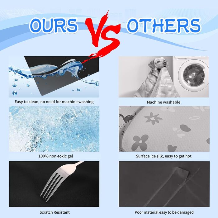 Килимок охолоджуючий для собак та котів, самоохолоджуючий, 65x50 см, чорний