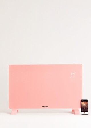 Електричний конвектор CREATE/WARM Crystal 2000W з WiFi, скло, пастельно-рожевий, LED-touchscreen, 2 режими