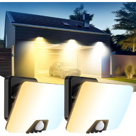 Зовнішній LED-світильник vighep з датчиком руху, 24 Вт, 3000K-6500K, теплий/нейтральний/холодний білий, IP65, для гаража, саду, двору, вхідних дверей, 2 шт.