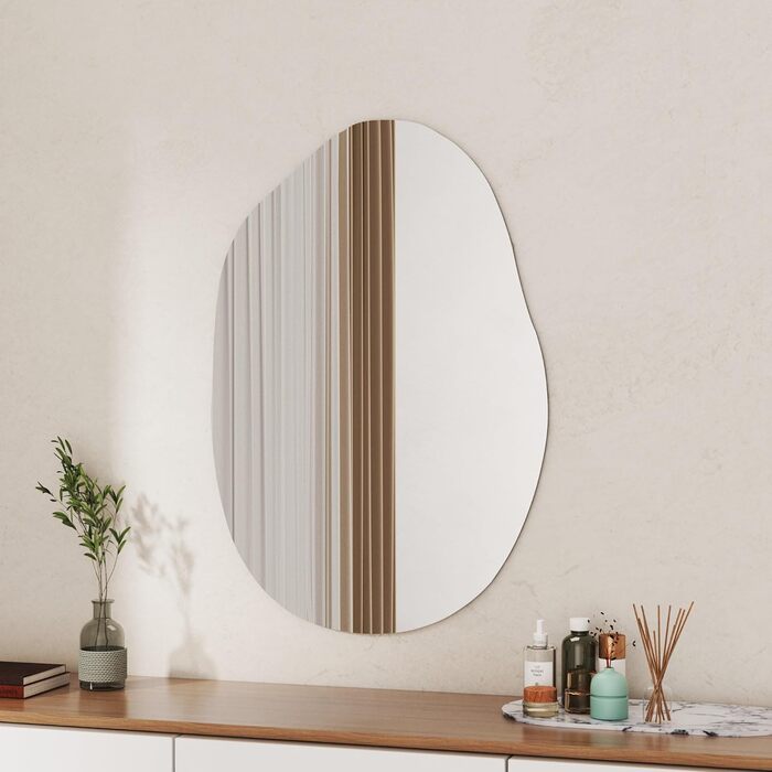 Дзеркало Boromal Spiegel чорне 40x60 см з металевим обрамленням для ванної, туалету, спальні (55x80 см, асиметричний стиль D)