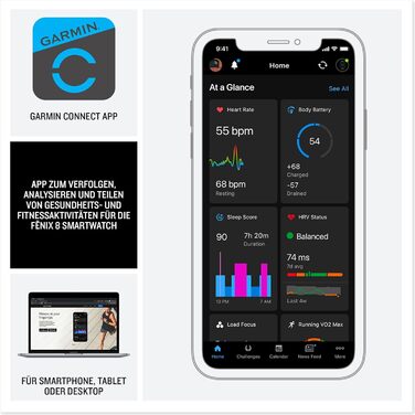 Garmin fēnix 8 43mm: Мультиспортивний смартгодинник з AMOLED-дисплеєм, до 10 днів роботи, 80+ спортивних функцій, топографічні карти, EKG, телефон, музика, ліхтарик