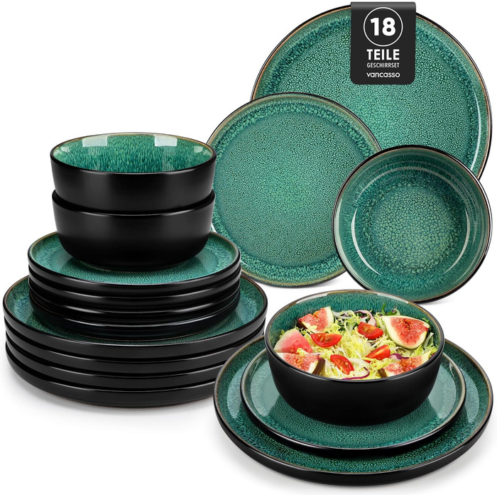 Набір посуду vancasso PLAYA 18 предметів для 6 осіб (зелений)