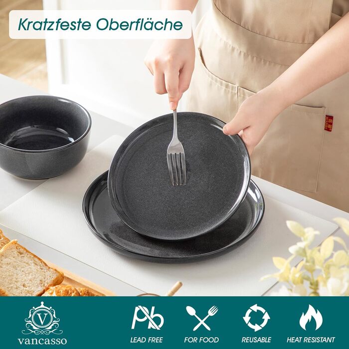 Набір посуду Steingut vancasso ANYA, 18 предметів, сірий (6 персон)