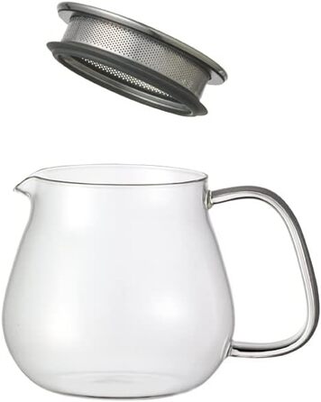 Kinto Unitea One Touch Teapot made of stainless steel, heat-resistant glass teapot with stainless steel infuser in the lid (Japan Import) (460 ml, Transparent)