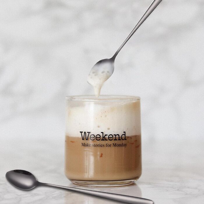 Набір ложок для лате макіато, 6 шт., 19.8 см, нержавіюча сталь. Підходить для кави, коктейлів, десертів