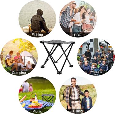 Складний туристичний стільчик для кемпінгу, риболовлі та пікніків. Легкий, портативний, з міцними ніжками та сумкою для перенесення (31 x 31 x 33 см)