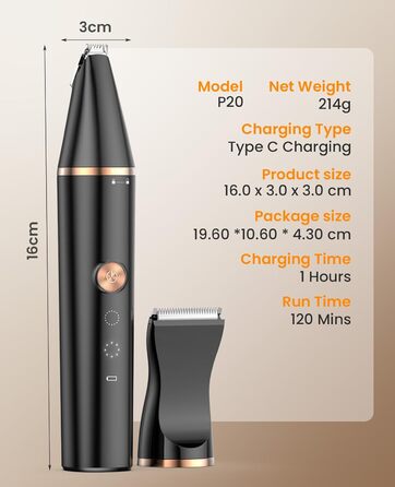 Триммер для догляду за лапами собак Oneisall Paw Trim Pro, IPX7, тиха, для лап, очей, вух, обличчя, тіла