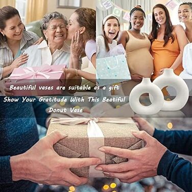 Набір ваз для квітів - 2 шт. з кераміки для декору оселі, сухоцвітів, Pampas Grass, подарунок. Маленькі та середні вази білого кольору