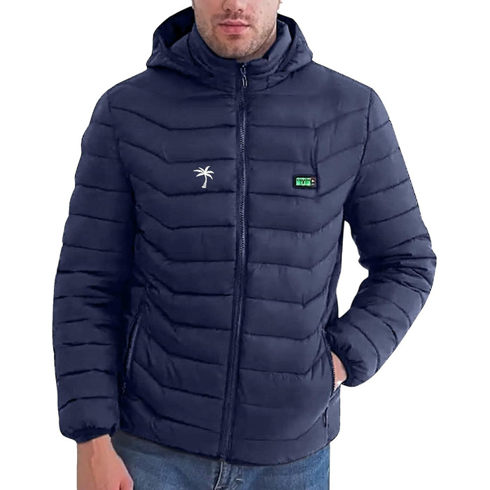 Обогрівальна куртка для чоловіків та жінок з капюшоном, тепла буферна куртка, зимова куртка для активного відпочинку, полювання, мотоцикла, кемпінгу (L, F#blau1)