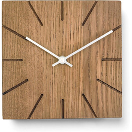 Natuhr Funk Wall Clock Table Clock Oak Wood - Beam - Solid Wood Design 17 x 17 cm (Smoked Oak Black Hands, ) (Smoked Oak / White Hands, Quartz Movement)
