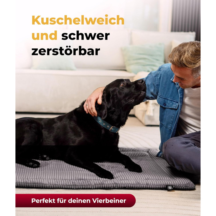 Килимок для собак HS-Hundebett® з флісовою підкладкою XS – Практичний, двосторонній, теплий, комфортний лежак для собак – Зроблено в Німеччині (Антрацитовий, 95x135 см)