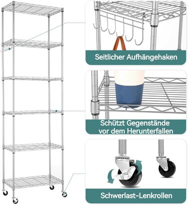 Himimi Regal - Freistehendes Metallregal mit 6 Ablagen