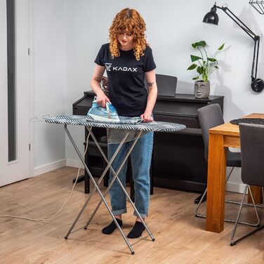 КADAX Прасувальна дошка з полицею, 104x30 см, дошка для прасування з парою та відкидною полицею для праски, компактна прасувальна станція з підкладкою з піни