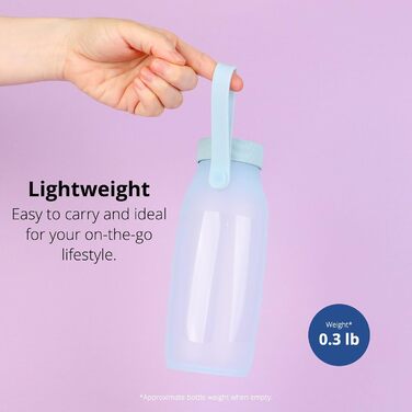 BLUE GINKGO Collapsible Water Bottles [2-Pack] – Lightweight, foldable silicone bottles for travel, hiking, and camping (500ml, Made in Korea, Beige) (492 ml, Blue)