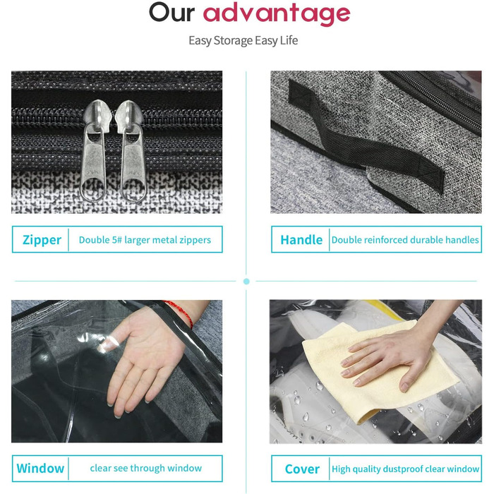 Комод-органайзер для взуття Homyfort з прозорим кришкою (2 шт.) - 14 + 4 відділення, сірий льон, XDUBS14S4 (Чорний, L)