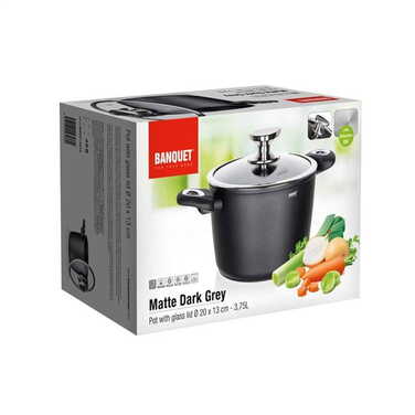 Каструля традиційна Banquet Matte Dark Grey, 3,3 л