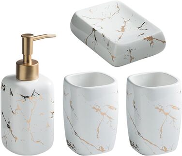 Набір аксесуарів для ванної кімнати Icegrey (4 шт) - розкішний декор, зелений та білий