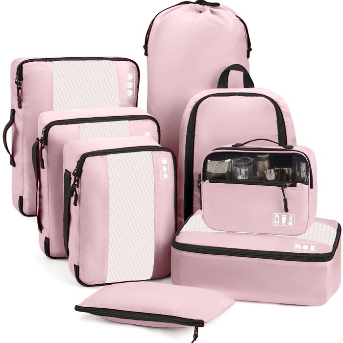 Органайзер для валізи MURISE, 8 шт. - Packing Cubes для подорожей, набір для організації речей у валізі (рожевий)