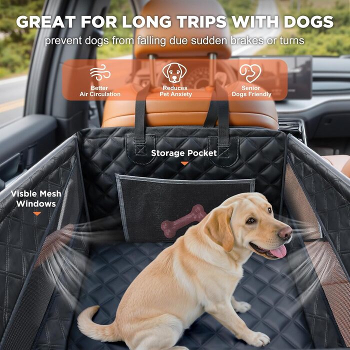 Крісло для собак у машину Gimars, посилена стабільність, великі та середні породи, водонепроникне, з ременями безпеки