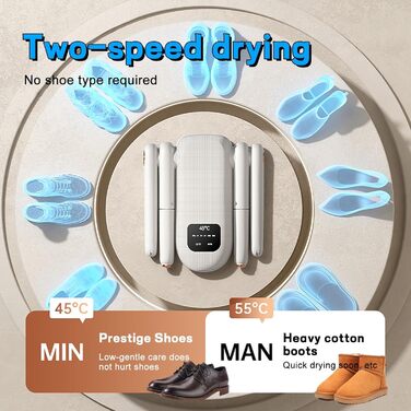 Електричний сушильник для взуття з подвійним кріпленням, для взуття, чобіт, ніг та рукавичок, з таймером, гаряче повітря, UV-світло, активоване вугілля, потрійна антибактеріальна обробка