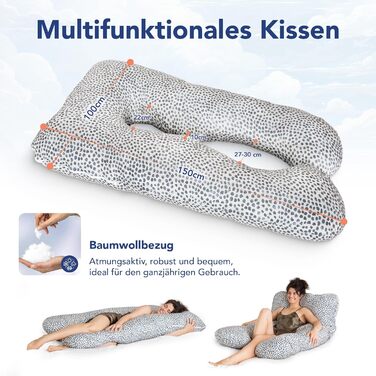 Подушка ортопедична MKS KomfortKissen ORIGINAL для сну та спини 100x150 см, бавовна/Wolken, з ароматом бавовни
