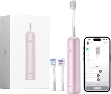 Електрична звукова зубна щітка Laifen Wave з 3 насадками, IPX7, USB, для дорослих (Алюмінієво-рожева)