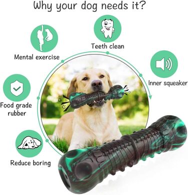 HETOO Dog Toy, Indestructible, Robust, Squeaky, Chew Toy for Aggressive Chewers, Large and Medium Dog Breeds, Dental Care
