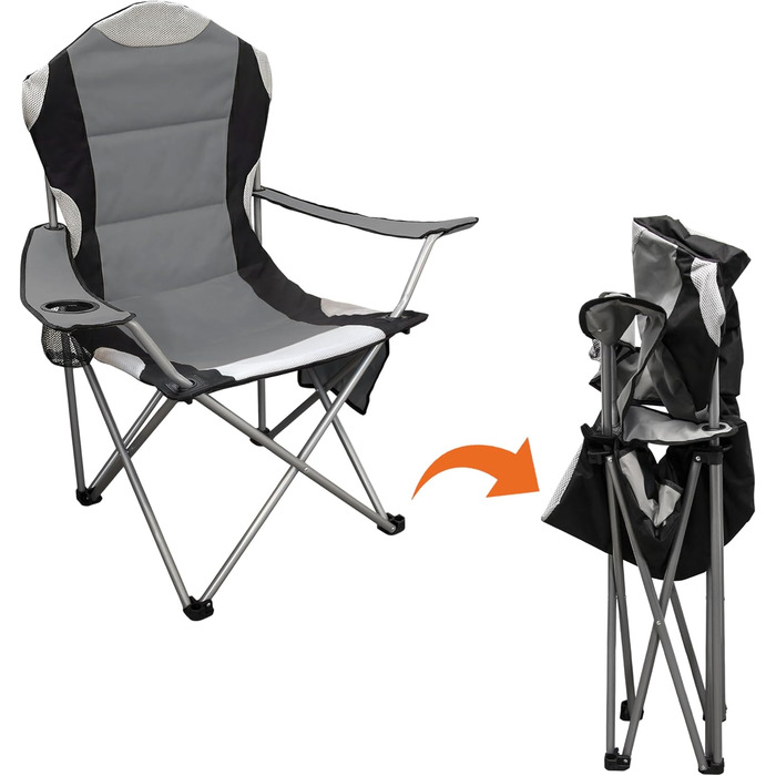 Крісло кемпінгове Spetebo XXL Deluxe антрацит, до 150 кг - широке, зручне, стабільне