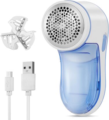 Електричний видалення ворсу Fusselrasierer: портативний пристрій для одягу з USB зарядкою та 1 змінною головкою (блакитний)