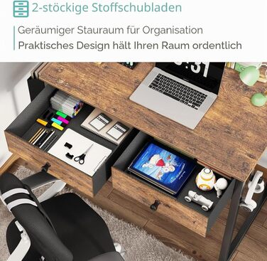 Компактний письмовий стіл Lufeiya з 3 шухлядами, комп'ютерний стіл для офісу та дому, 100x50x79 см, коричневий