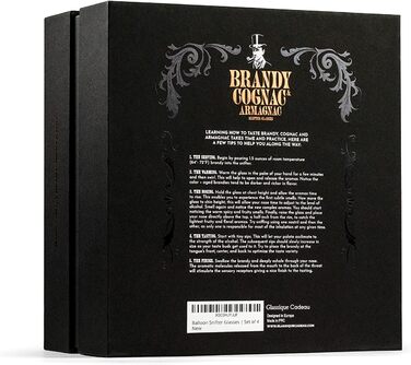 GLASSIQUE GIFT Set - Small 240 ml Brandy and Cognac Professional Tasting and Nosing Glasses | 4-Piece Set | Crystal Dishwasher-Safe Cognac Snifter Stemless | Cognac Glasses Gift Set