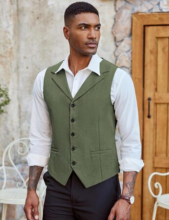 Жилет чоловічий COOFANDY, підходить до відрізного коміра, повсякденний, оливковий (S)