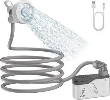 FLEXTAILGEAR Max Shower Portable Camping Ultra-Lightweight Shower with Battery, Portable Outdoor Camping Shower, Travel Shower with Rechargeable USB-C Water Pump, Pet Cleaning, Beach Vacation