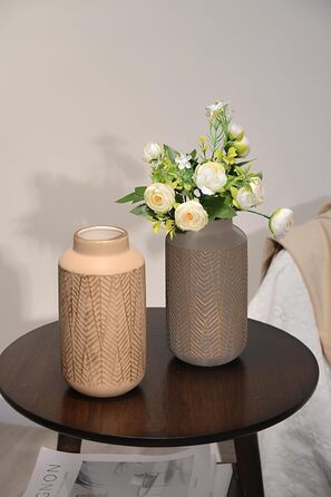 TERESA'S COLLECTIONS Вази з порцеляни сіро-золотого кольору, 2 шт. 20 см - для декору вітальні