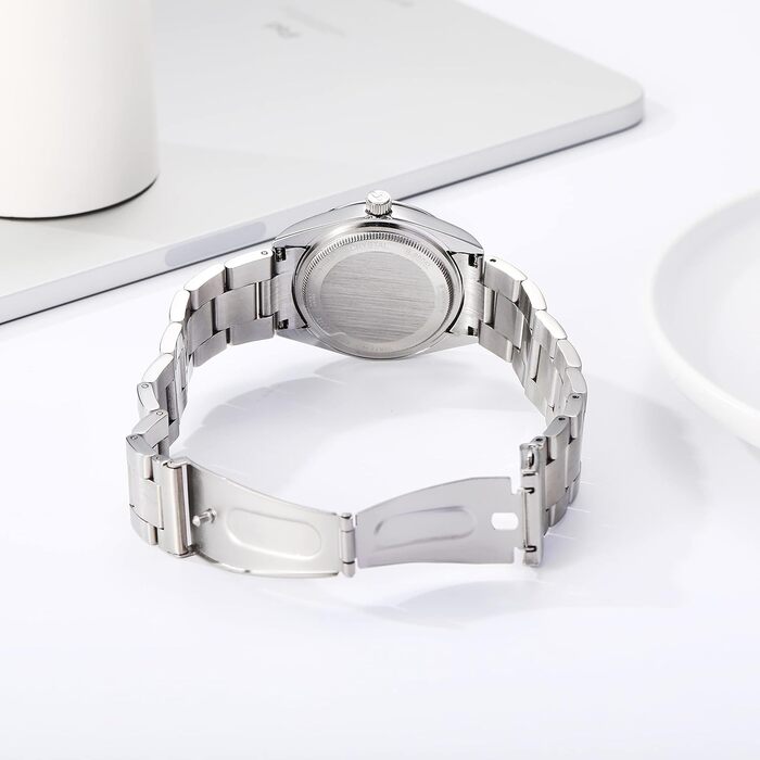 Годинник чоловічий BUREI - аналоговий кварцовий годинник з нержавіючої сталі (Champagner Silber)