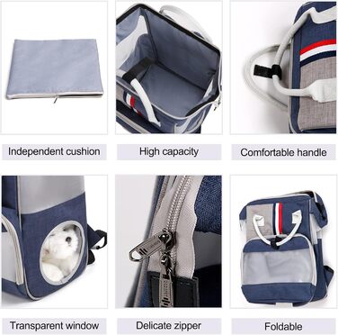 Рюкзак для котів та маленьких собак Galatée, дихаючий, для подорожей, походів, кемпінгу (світло-сірий)