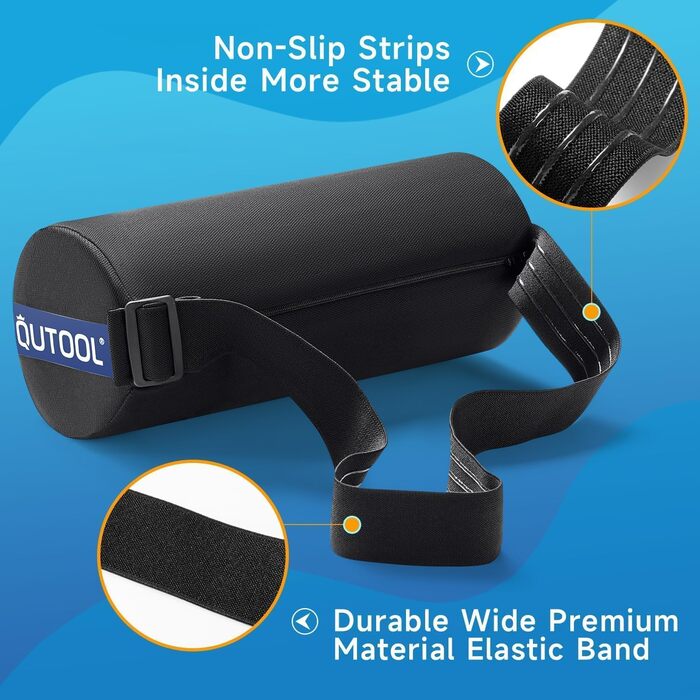 Підпорушка для спини Qutool з піною Memory Foam, для офісного та геймінгового крісла, підтримка поперекового відділу, регульовані ремені, сітчаста обкладка (Чорний)