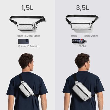 tomtoc Сумка на плече Sling Bag 3.5L з RFID-захистом - водонепроникна, для Switch, iPad mini, EDC, подорожі | X-pac White
