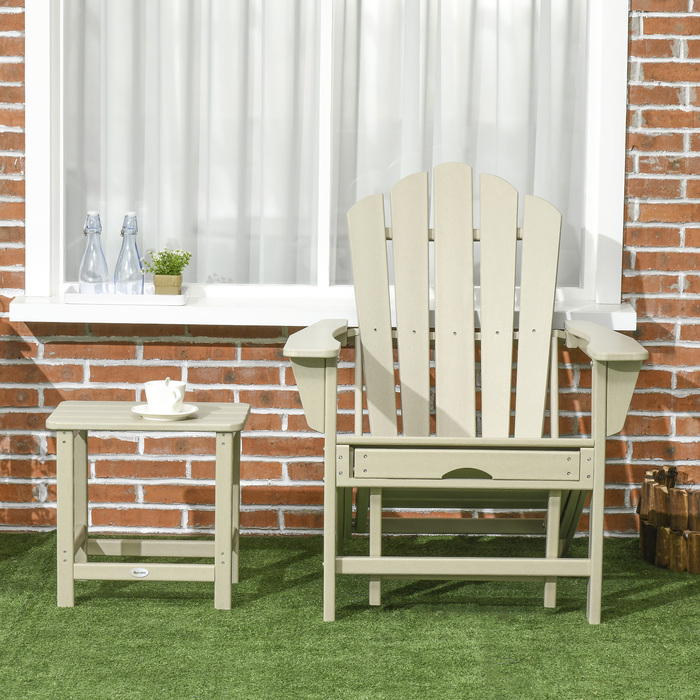 Крісло Adirondack Outsunny з бічним столиком і підставкою для ніг, садове крісло для тераси з підлокітниками з HDPE, пісочного кольору для саду та балкону