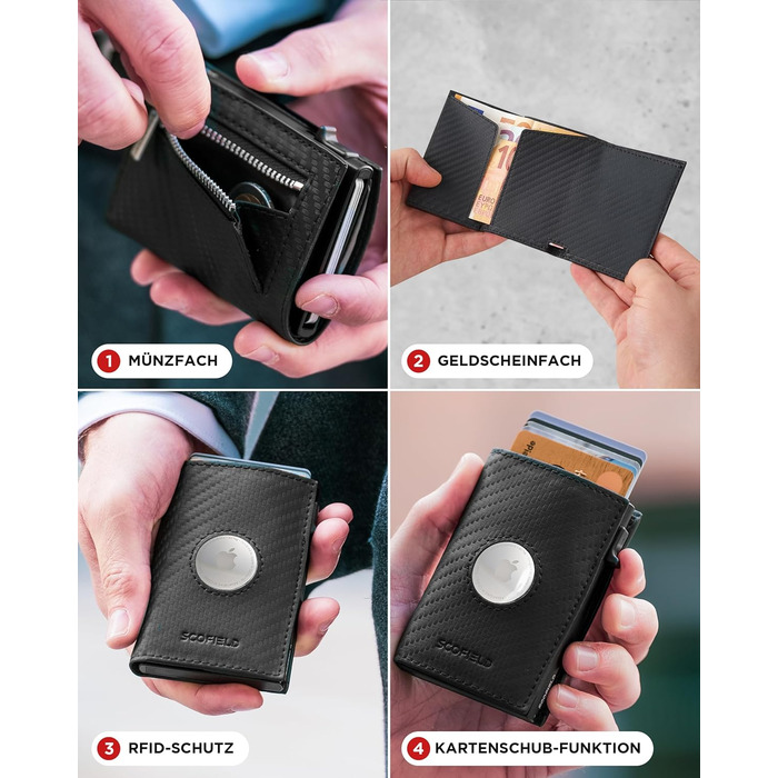 SF SCOFIELD Duality Magflip Airtag Wallet with Coin Pocket | Wallet for 8-9 Cards | Men's Wallet with RFID Protection | Slim Wallet | Smart Wallet | Card Holder with Air Tag Compartment | Wallet