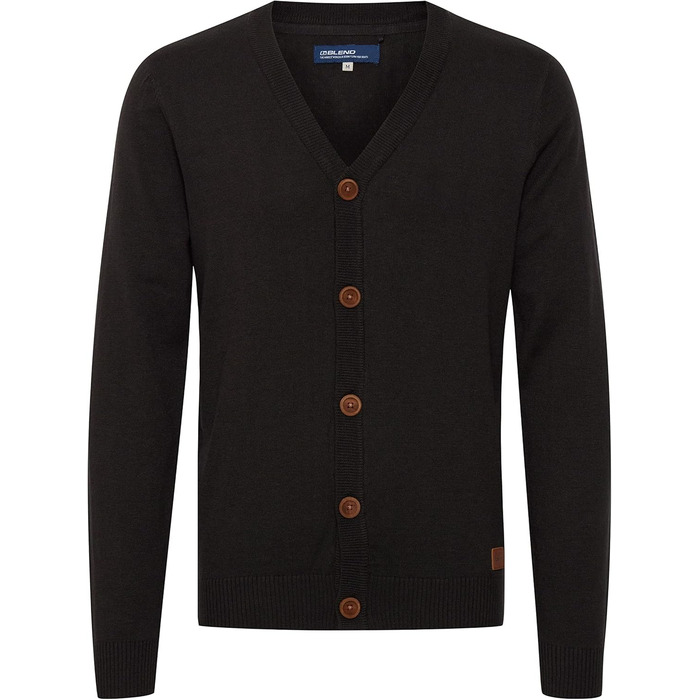 Чоловічий кардиган Blend BHLennard з в'язаного полотна з V-подібним вирізом, на ґудзиках, бавовняна суміш, Regular fit, чорний (70155)